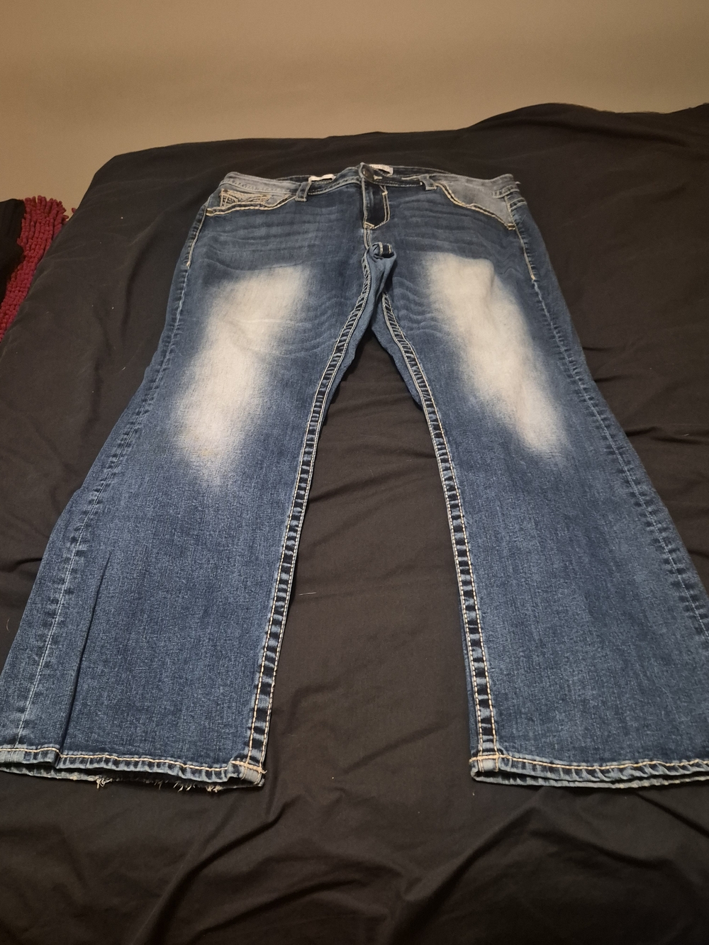 Vigoss Women's Blue Bootcut Jeans with Faded Knees